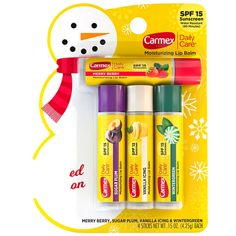 Набор бальзамов для губ Carmex Moisturizing Limited Edition Holiday Pack Lip Balm SPF 15 4 х 4.25 г