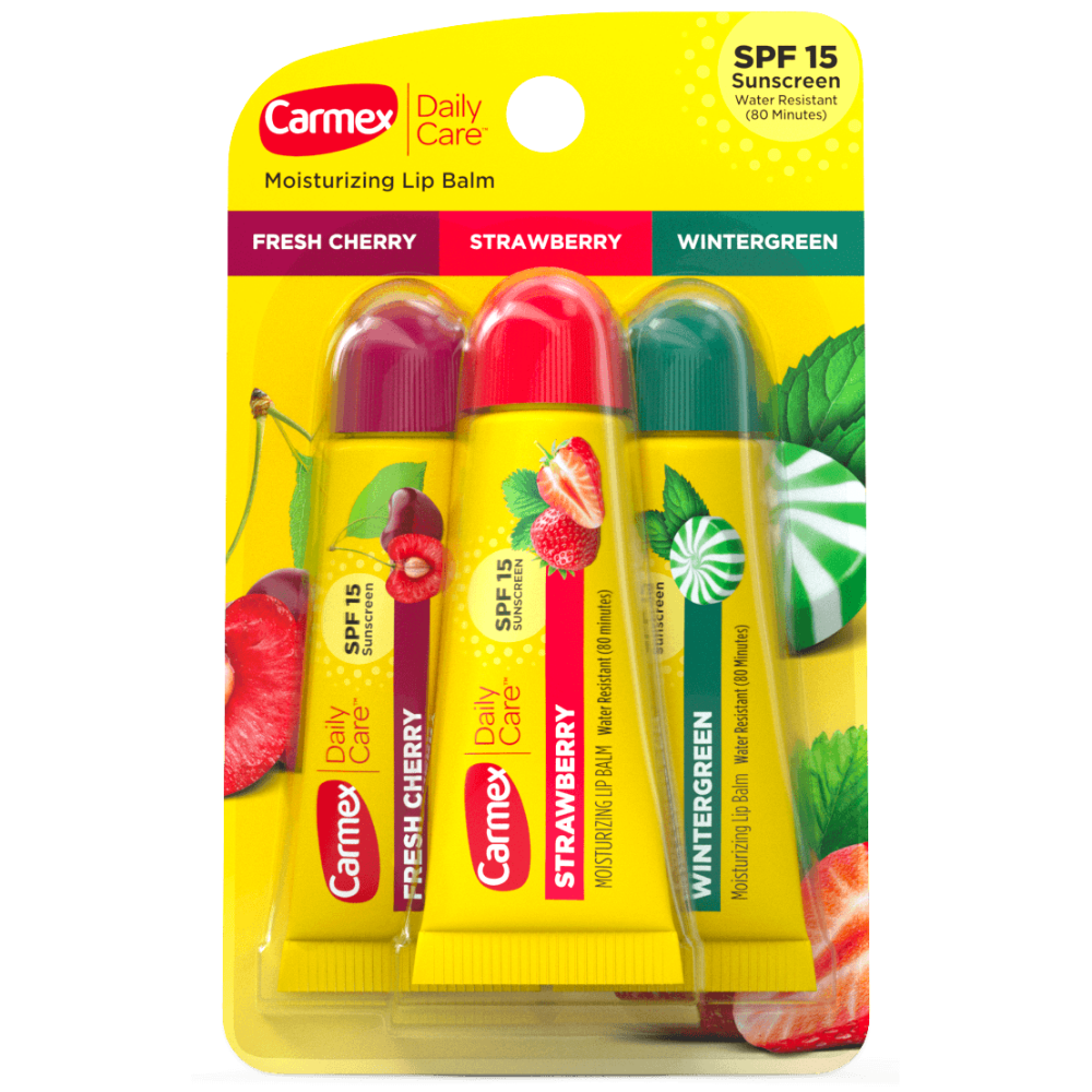 Бальзами для губ Carmex Daily Care Moisturizing Lip Balm Pack Cherry, Strawberry, Wintergreen 3 х 10 г