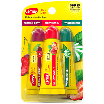 Бальзами для губ Carmex Daily Care Moisturizing Lip Balm Pack Cherry, Strawberry, Wintergreen 3 х 10 г