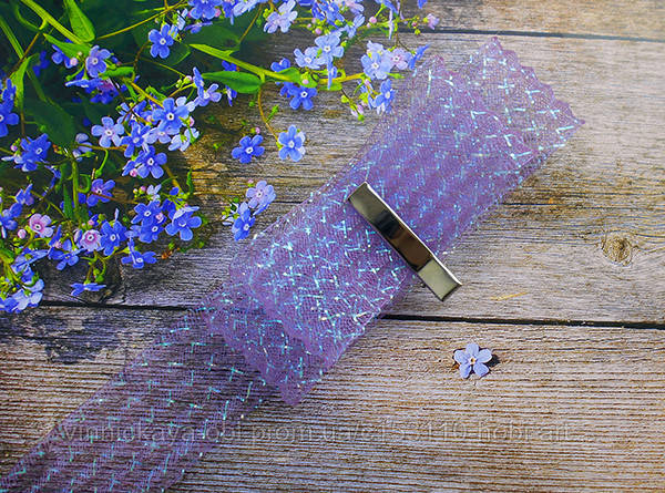 Сітка декоративна 4-4,5см., фіолет+перламутр (гофра) HHYG-XX-45-7