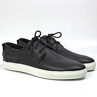 Взуття великих розмірів чоловіче кросівки кеди літні шкіряні чорні Rosso Avangard Slipy Black&White Perf BS