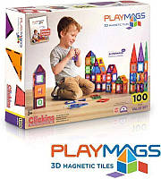 Магнітний конструктор Playmags 100 елементів Piece Colorful tile Set Оригінал