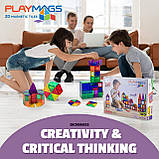Магнітний конструктор Playmags 100 елементів Piece Colorful tile Set PM151 Оригінал, фото 7