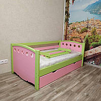 Односпальная кровать "Тахта" - Анри розово-зеленая, массив ольхи
