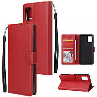 Чехол книжка для Poco M3 красный бумажник ремешок на руку