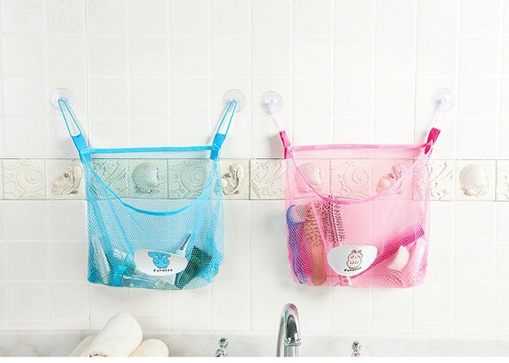 Органайзер сітка) для іграшок у ванній кімнаті. Рожевий, фото 1