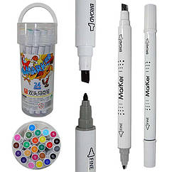 Скетч-маркери Marker 24 кольора двосторонні (для товстих і тонких ліній)