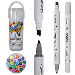 Скетч-маркери Marker 18 кольорів двосторонні (для товстих і тонких ліній)