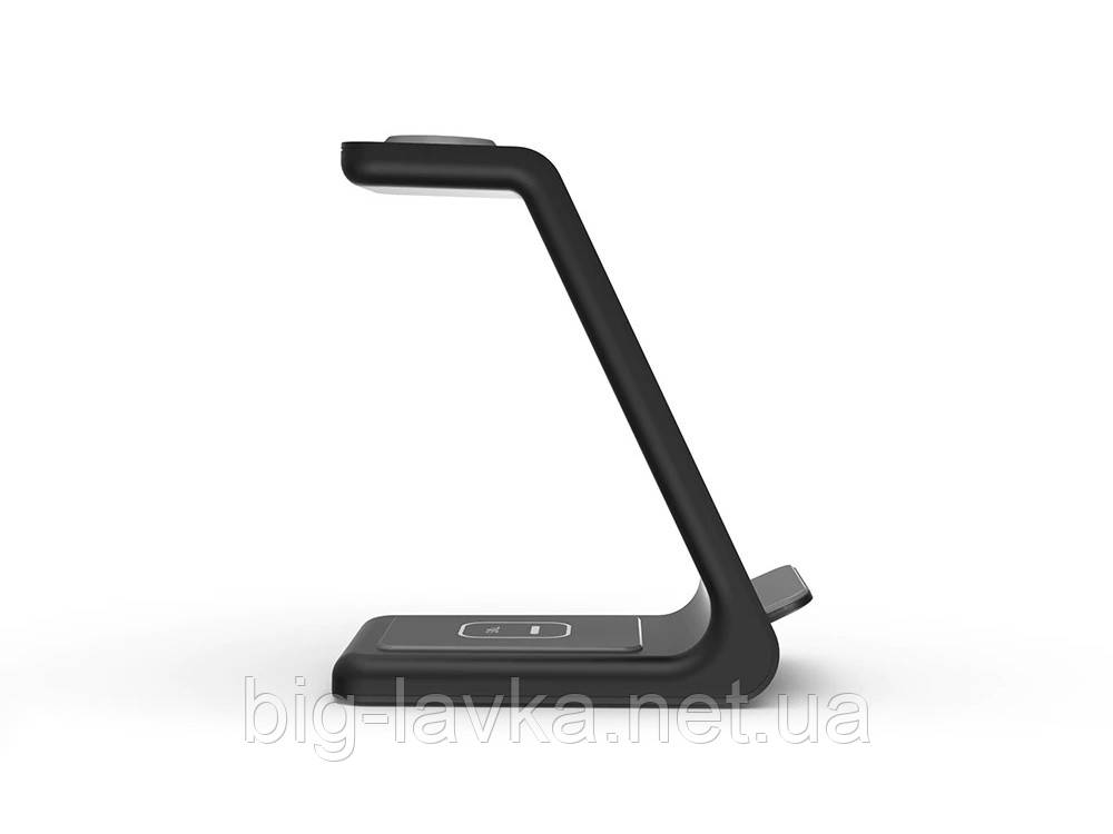 Зарядний пристрій Bonola 3 в 1 Qi для iPhone AirPods Apple Watch бездротовий Чорний, фото 1
