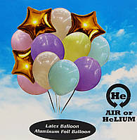 Набір повітряних і фольгованих куль із золотими зірками 12 шт. Китай