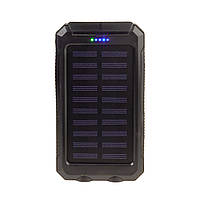 Портативное зарядное устройство - внешний аккумулятор power bank на солнечной батарее 20000 мА с фонариком -