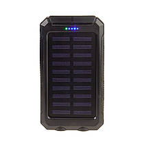 Портативний зарядний пристрій зовнішній акумулятор power bank на сонячній батареї 20000 мА з ліхтариком