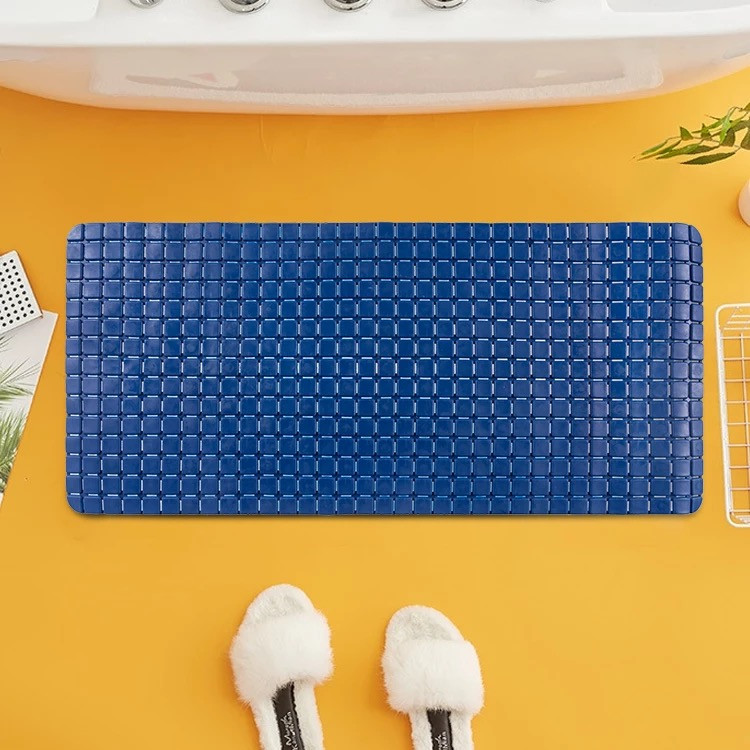 Килимок силіконовий неслизький для ванни та душу Bathlux 78 х 35 см, гумовий ПВХ, прямокутний, люкс якості, Синій