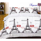 Постільна білизна бязь двоспальний комплект розмір 175х215 см малюнок Париж, фото 3