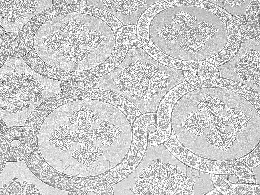 Шовкова церковна тканина Гетсиманський сад білий з сріблом