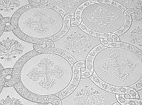 Шелковая церковная ткань Гефсиманский сад белый с серебром