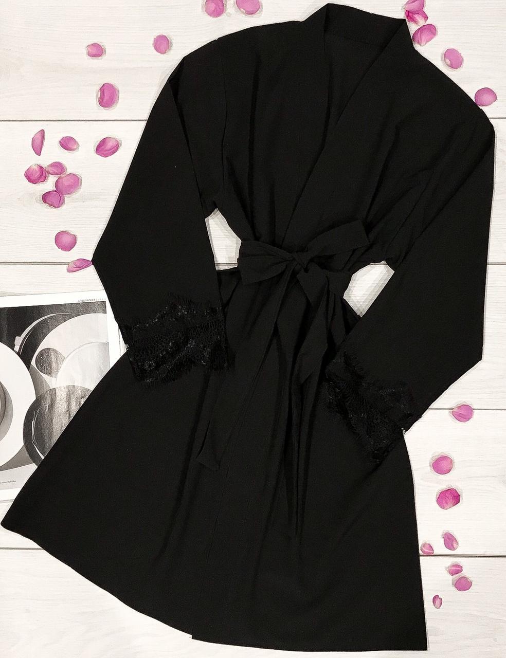 Спокусливий жіночий чорний халатик