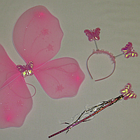 Детский набор феи розового цвета крылья палочка обруч. Карнавальный набор Бабочка/Фея. Набор 3 в 1 феи 24937