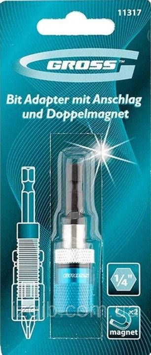 Адаптер для бит Gross 11317 с ограничителем и двойным магнитом 1/4" - фото 3 - id-p1386591957