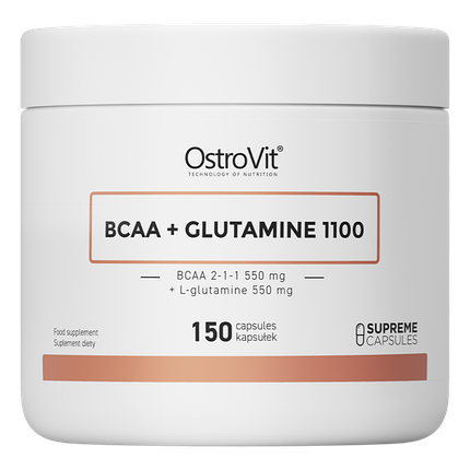 Амінокислоти OstroVit BCAA + Glutamine 1100 mg 150 caps, фото 2