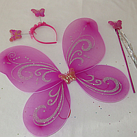 Дитячий набір феї фіолетового кольору крила паличка обруч. Карнавальний набір Метелик. Набір 3 в 1 феї 24937