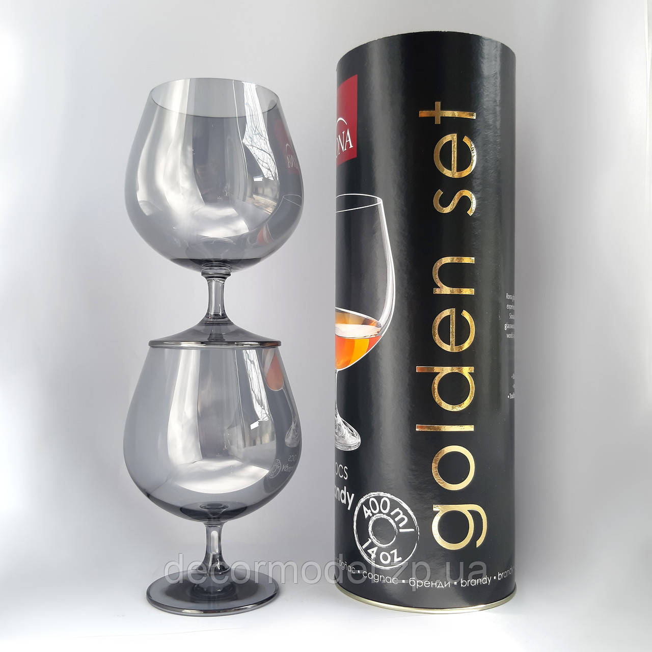 Набір келихів для бренді 2570/0/400 Rona Golden Set 400 мл тубус графіт