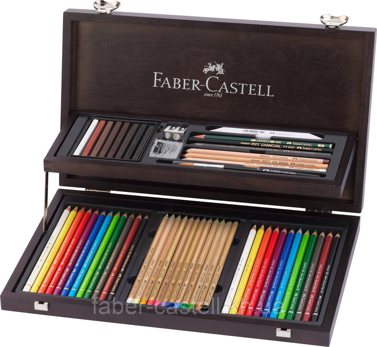 Подарунковий набір олівців Faber-Castell ART & GRAFIC в дерев'яному пеналі 54 предмета, 110084