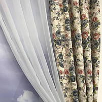 Шифонова фіранка з атласом Прованс ALBO 400x180 cm Синя (KU-631-1), фото 5