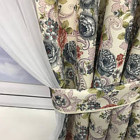 Шифонова фіранка з атласом Прованс ALBO 400x180 cm Синя (KU-631-1), фото 10