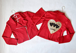 Піджак косуха для дівчинки 146 розмір, дитячий, червоний