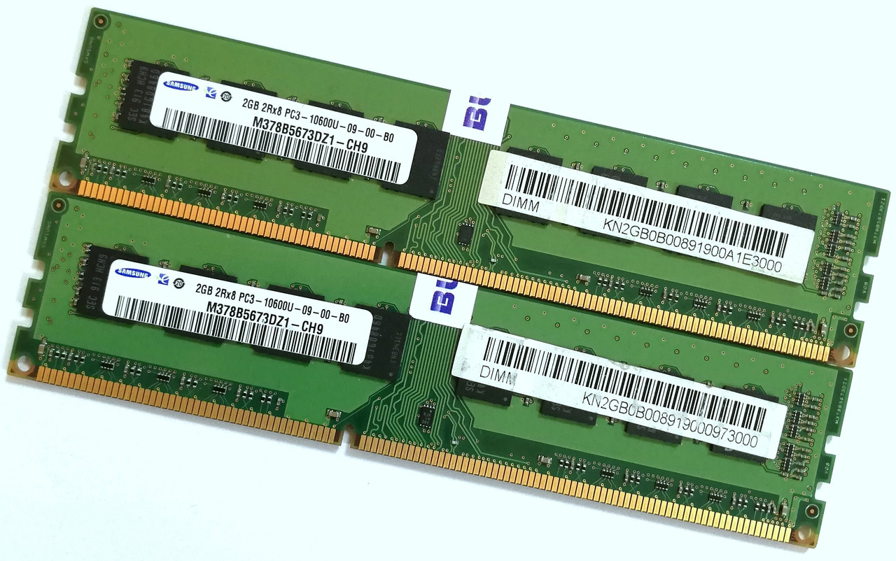 Пара оперативної пам'яті Samsung DDR3 4Gb (2Gb+2Gb) 1333MHz PC3 10600U CL9 (M378B5673DZ1-CH9) Б/В