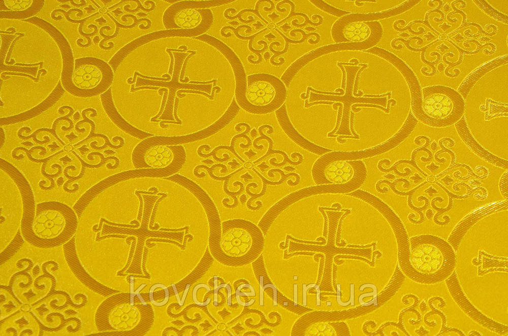 Шовкова церковна тканина Корінф жовтий з золотом