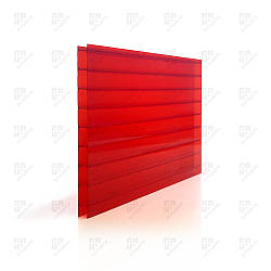 Стільниковий полікарбонат Vizor, червоний, лист 2.1 х 12 м, 6 мм