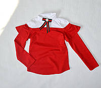 Детская кофта-рубашка для девочек 134 и 152 размер, красная, повседневная и нарядная