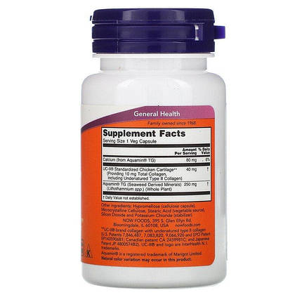 Комплекс для відновлення суглобів NOW Foods UC-II 60 VCaps, фото 2