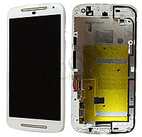 Дисплей (LCD) Motorola XT1063 Moto G (2nd Gen)/ XT1062/ XT1064/ XT1068 белый + рамка*