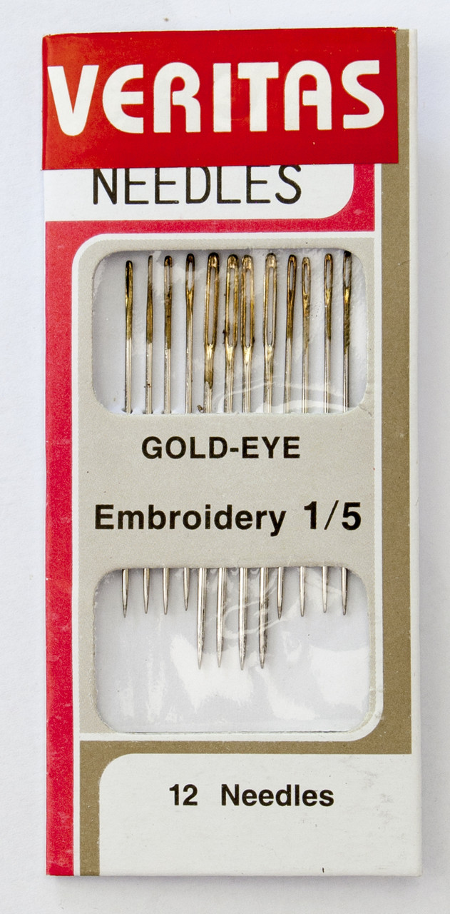 Голки для вишивання (Embroidery), № 1-5, з золотим вушком, (12 шт)