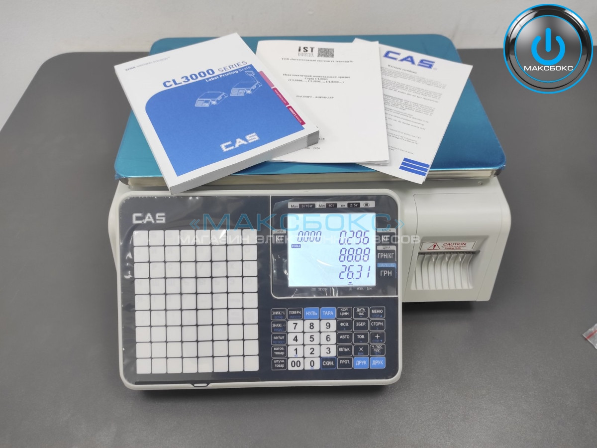 Весы с печатью этикетки на 30 кг CL3500B CAS - фото 6 - id-p1382201381