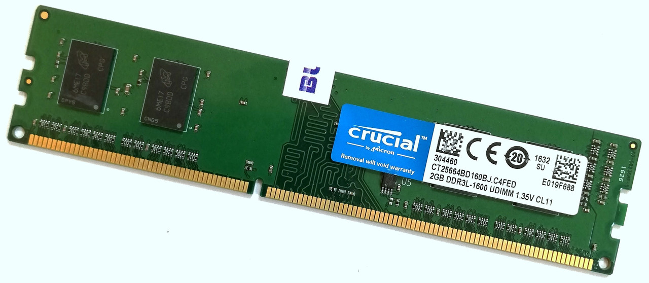 Оперативна пам'ять Crucial DDR3L 2Gb 1600MHz 12800U CL11 (CT25664BD160BJ.C4FED) Б/В