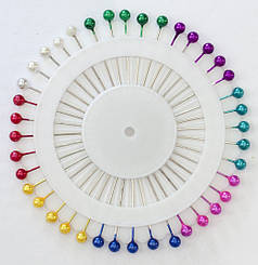 Шпильки 38мм із пластиковою головкою 4х4 мм на колесі 40 штук Різнобарвний
