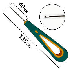 Шило з гачком, пластикова ручка покрита силіконом, d = 1, 6мм, 138мм