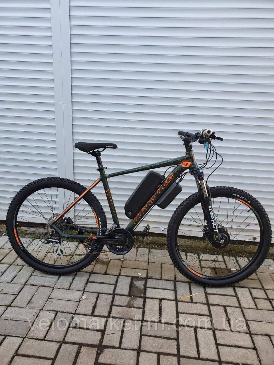 ЕЛЕКТРОВЕЛОСІПЕД CRONUS FANTOM 27,5" 19,5" ЗЕЛЕНО — ОРАНЖОВИЙ 350 ВТ 36 В РЕДУКТОР. ПЕРЕ.ПРИВОД, 10АЧ