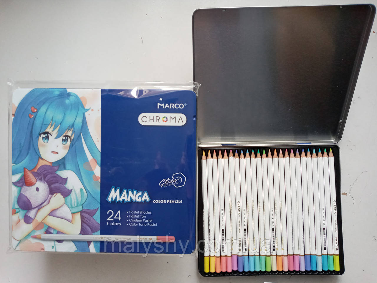 Олівці кольорові пастельні MARCO Chroma(Manga) / 24 кольора /  8550/24TN   (марко односторонні)