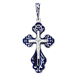 Срібний хрестик з синьою емаллю
