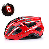 Шлем для велосипеда с габаритным фонарем и съемным козырьком GUB A2 (М 56-59cm) красный [In-Mold/19 отверстий]