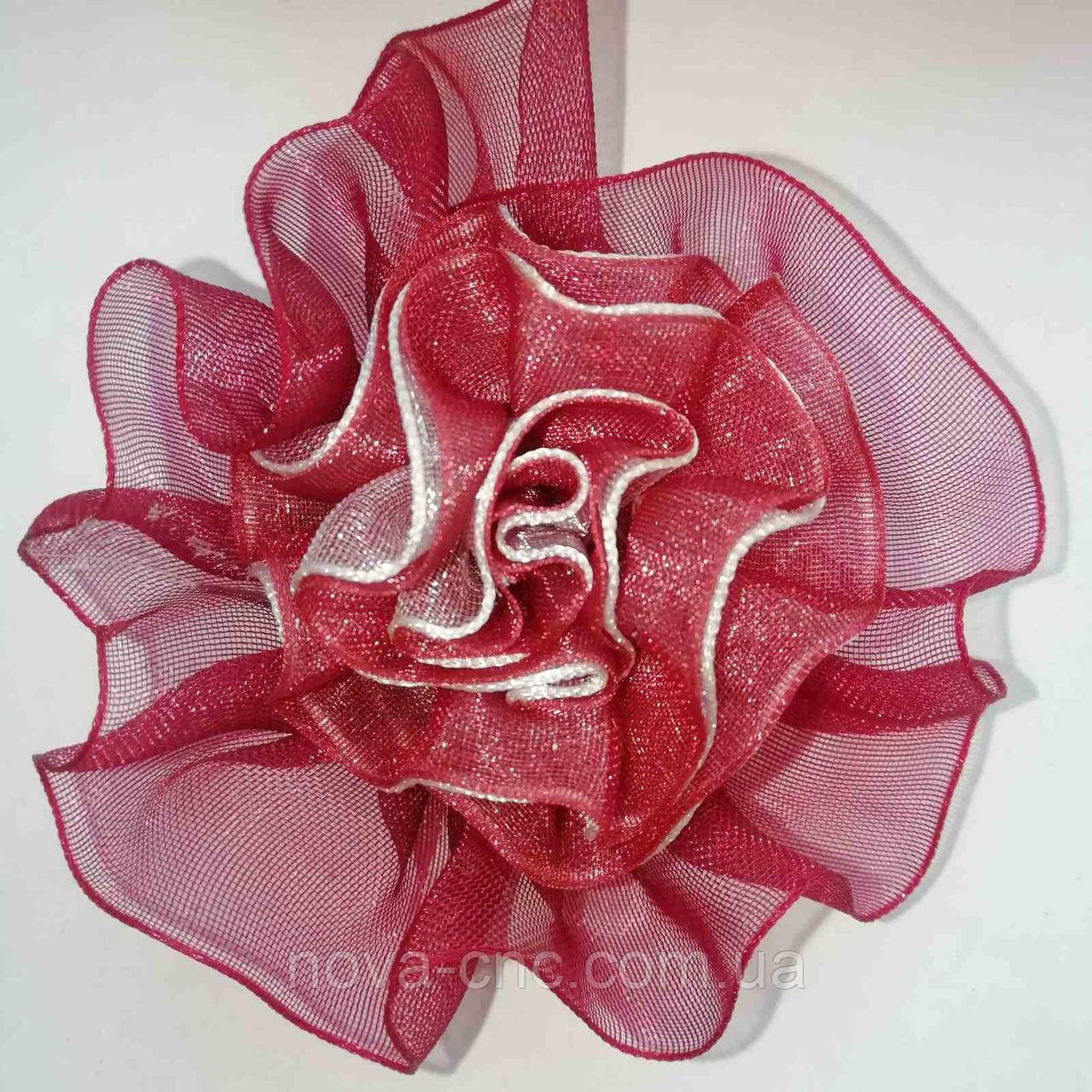 Квіти з органзи для декору Колір бордовий 50 мм 10 шт