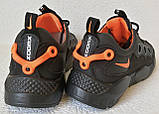 Nike кросівки шкіряні чоловічі повітропроникні із сіткою чорні з жовтогарячим, фото 5