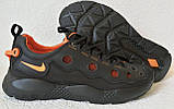 Nike кросівки шкіряні чоловічі повітропроникні із сіткою чорні з жовтогарячим, фото 9