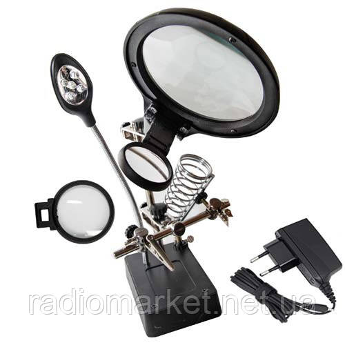 Третя рука з LED-підсвіткою + підставка під паяльник ZD-126-3