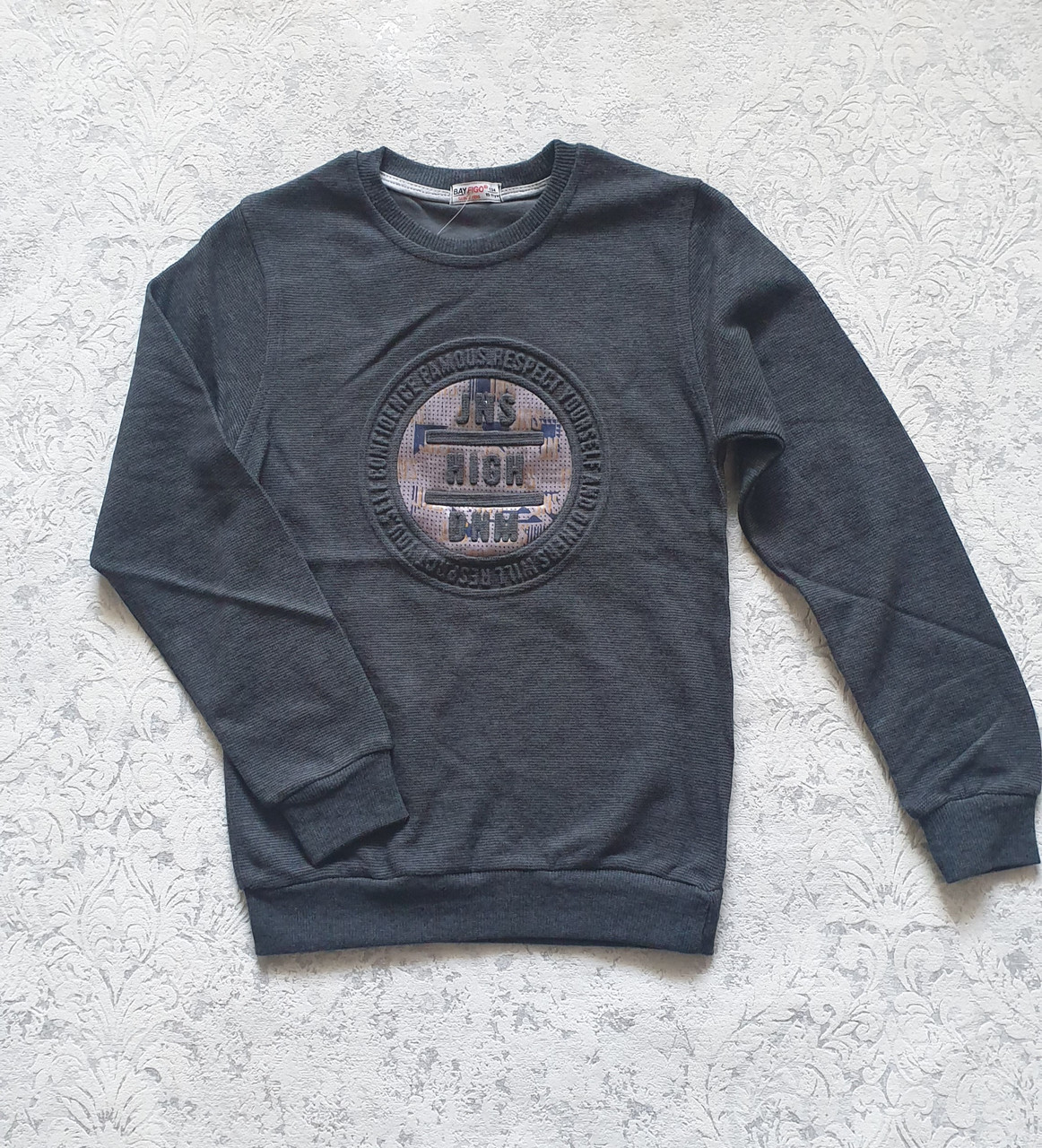 Кашеміровий теплий реглан на хлопчиків 134,140,152,164 зросту сірий, фото 1